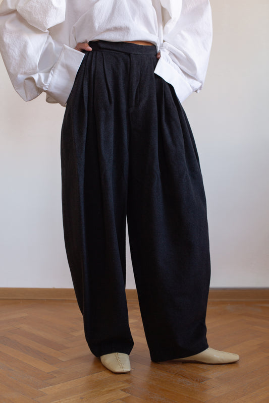 Architectural High Waisted Wool Trousers