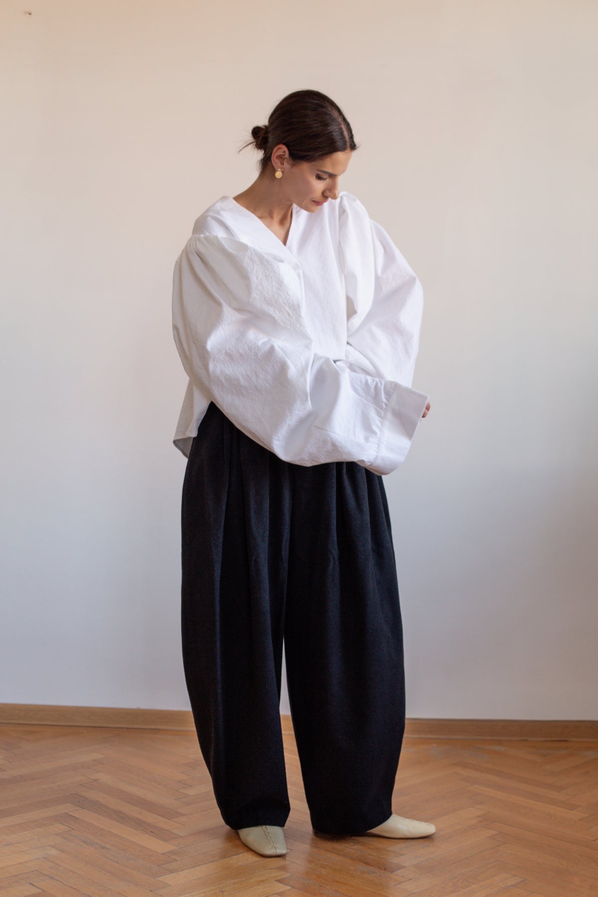 Architectural High Waisted Wool Trousers