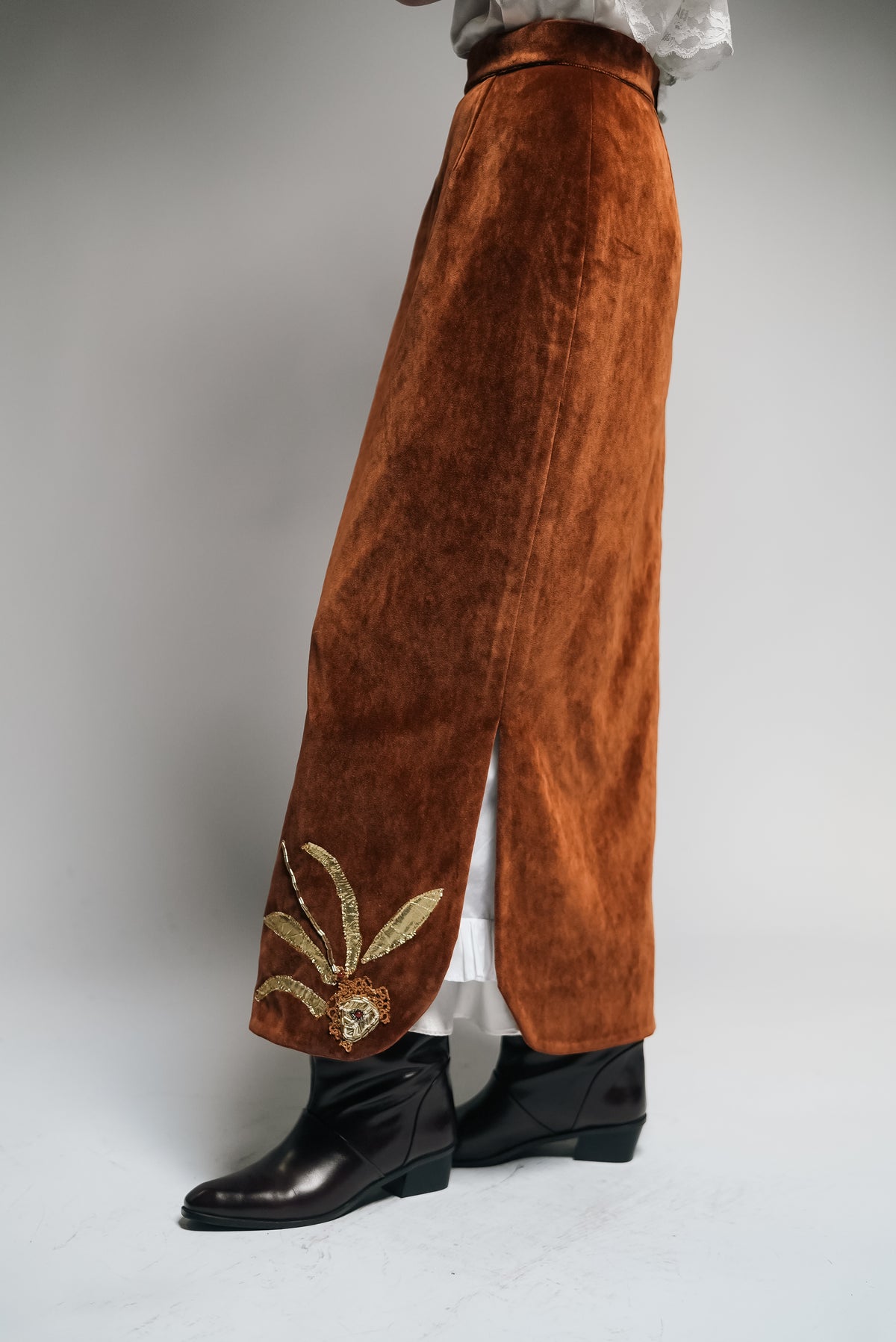 Velvet Hand Embroidered Underskirt