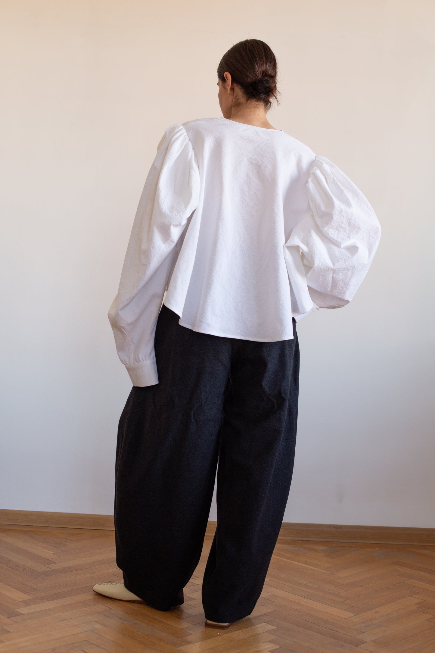 Architectural High Waisted Wool Trousers