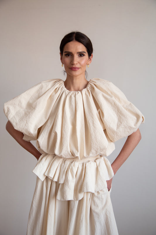 Puff Puff Top in handwoven cotton