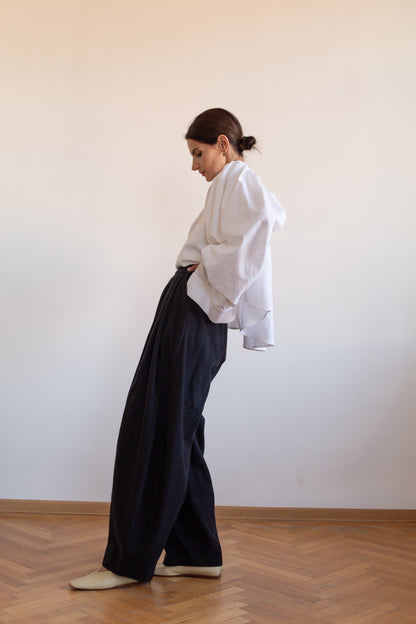 Architectural High Waisted Wool Trousers