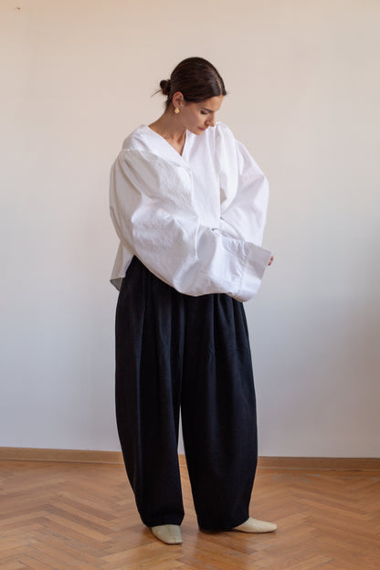Architectural High Waisted Wool Trousers