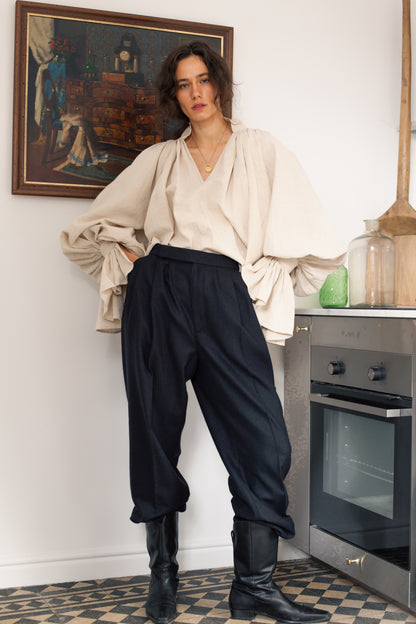 Architectural High Waisted Wool Trousers