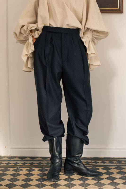 Architectural High Waisted Wool Trousers