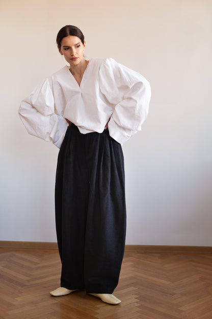 Architectural High Waisted Wool Trousers